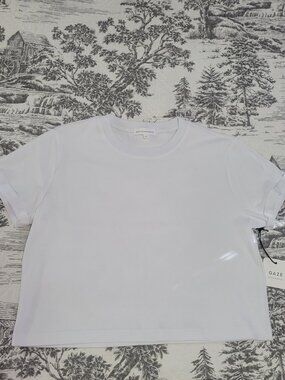 Gaze Bright White 100% Cotton Cropped T Shirt Size Medium NWT